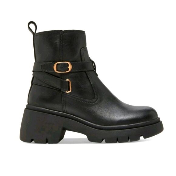 NEW Steve Madden Black Leather Colletta Zip Up Ankle Boot Size 7.5 8 8.5 9 NWT - Picture 1 of 11